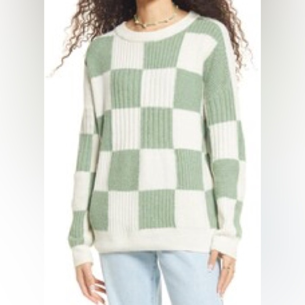 NWT Green Patchwork Pullover Sweater